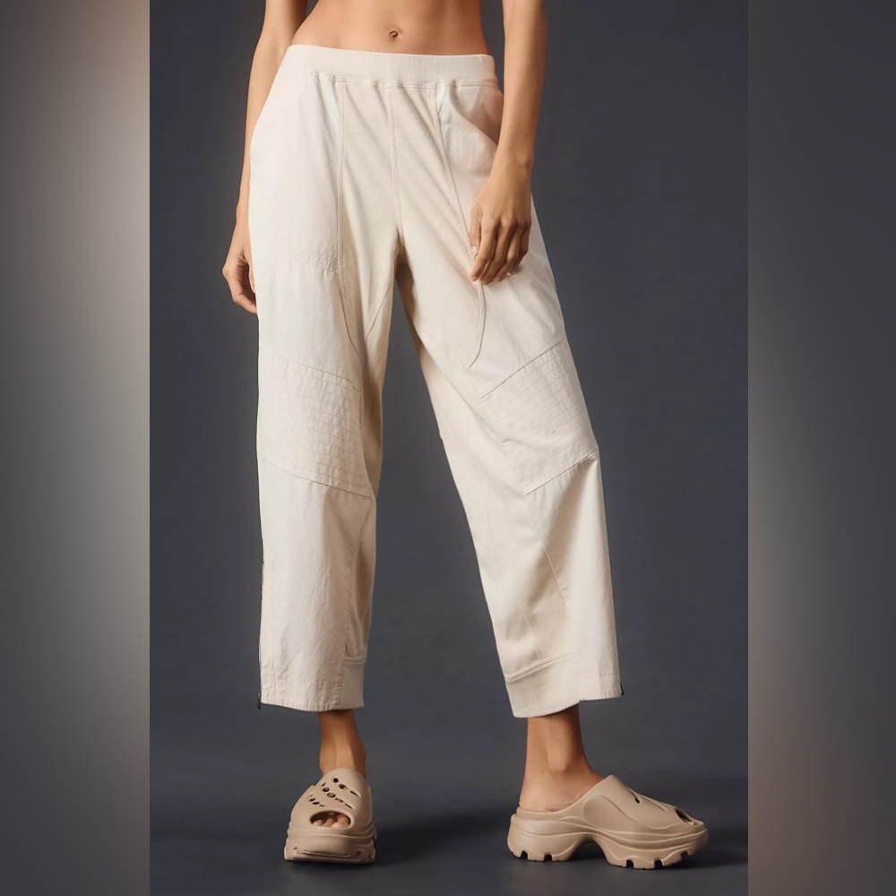 Daily Practice by Anthropologie Straight-Leg Ankle Pants Cream Beige XSS Relaxed